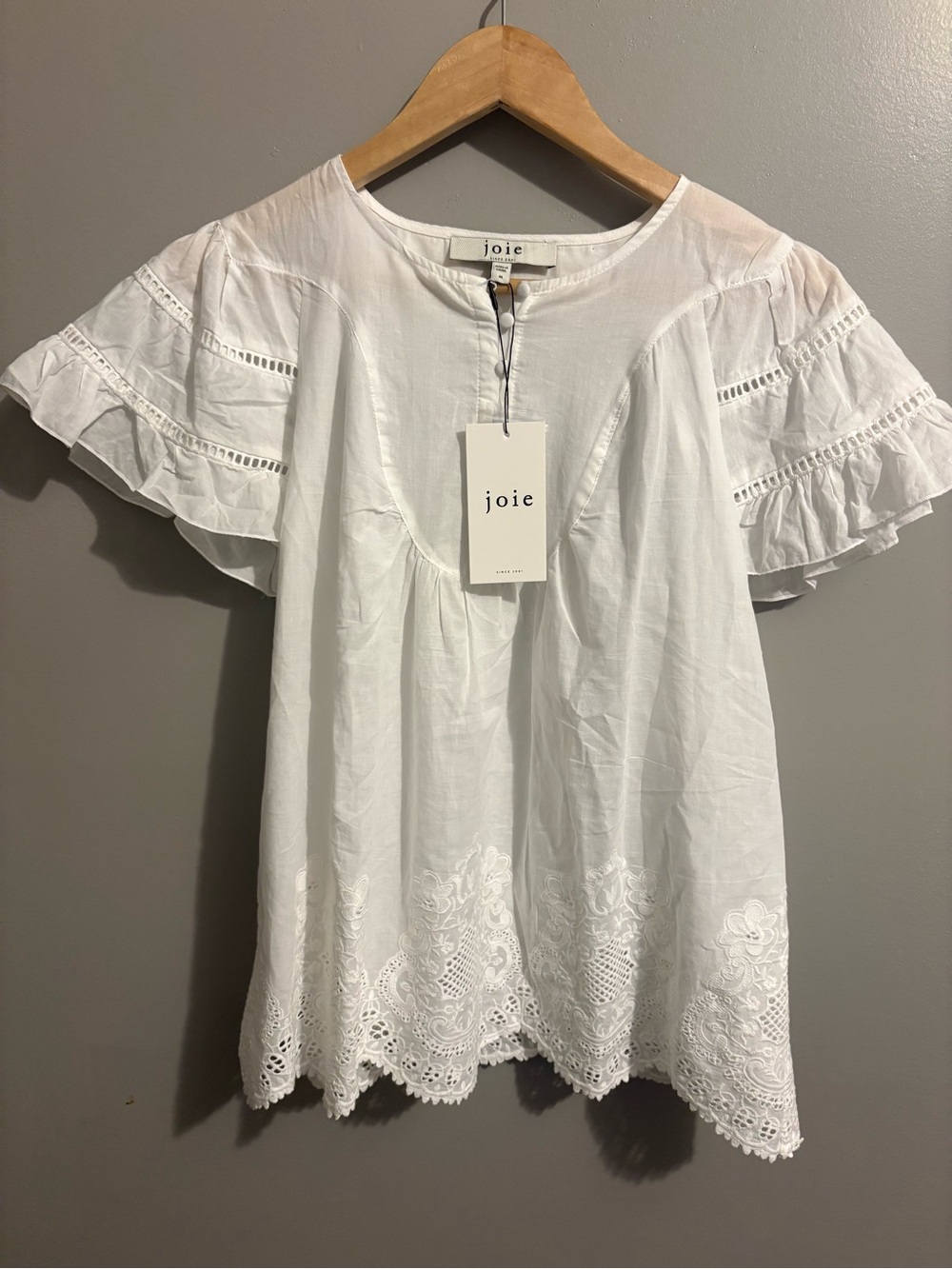 Joie 100% Cotton Eyelet Detail Blouse